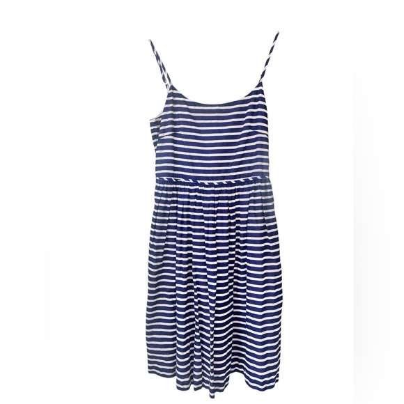 J.Crew Striped Blue and White Linen Cotton Blend Dress Sz 4 - Picture 2 of 8